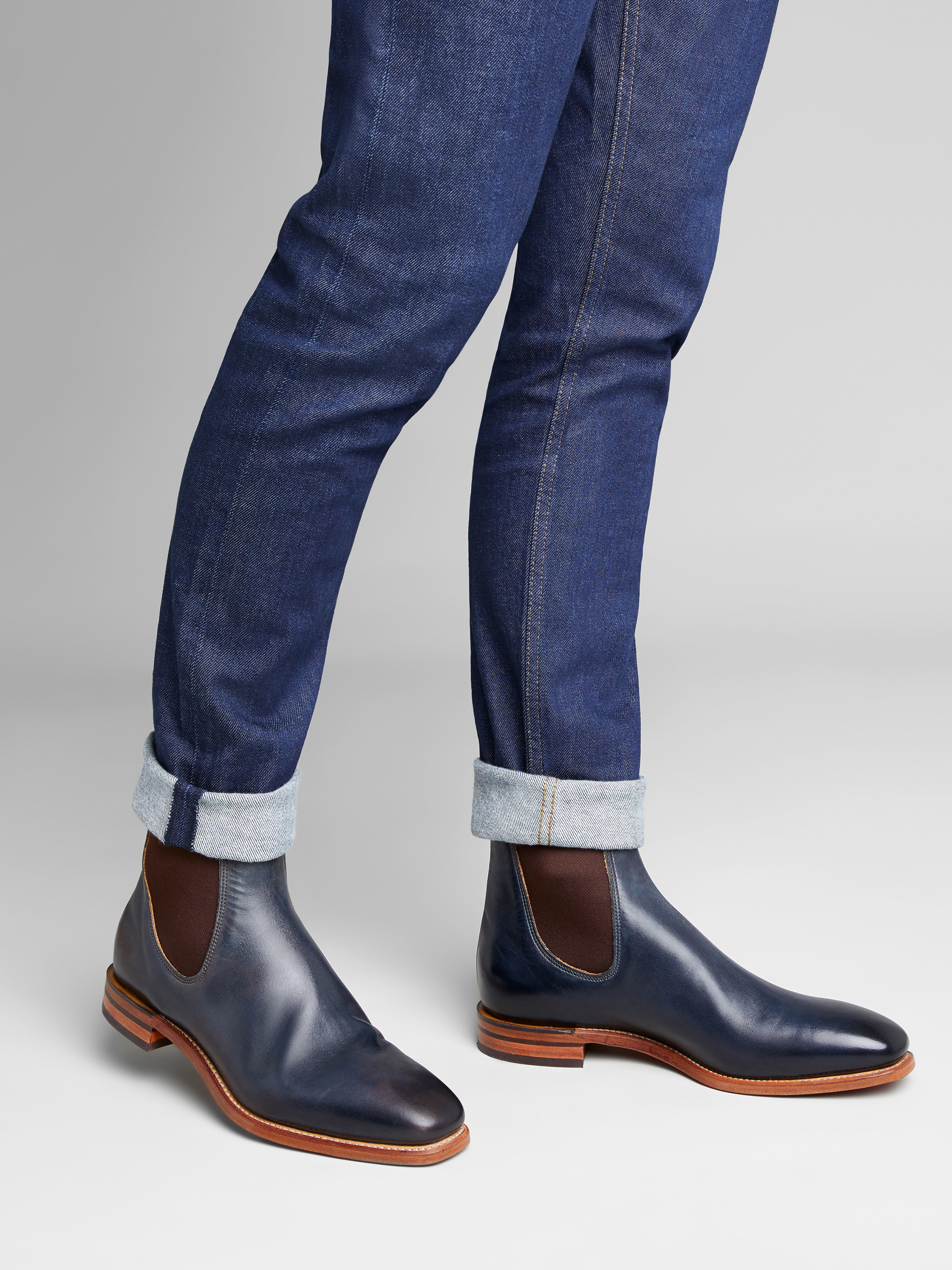 mens blue leather boots