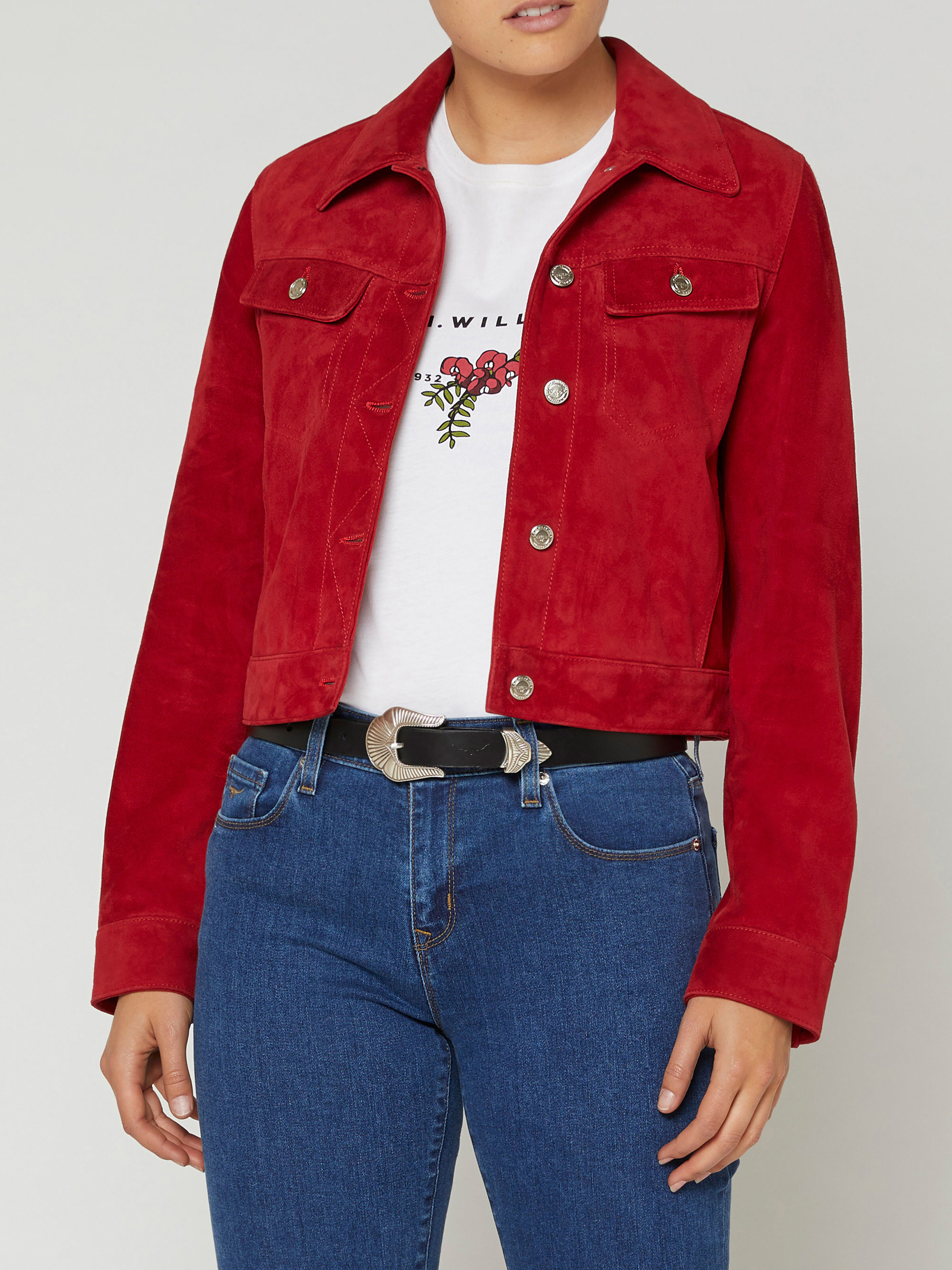 Red cropped jacket to wear over dress clearance