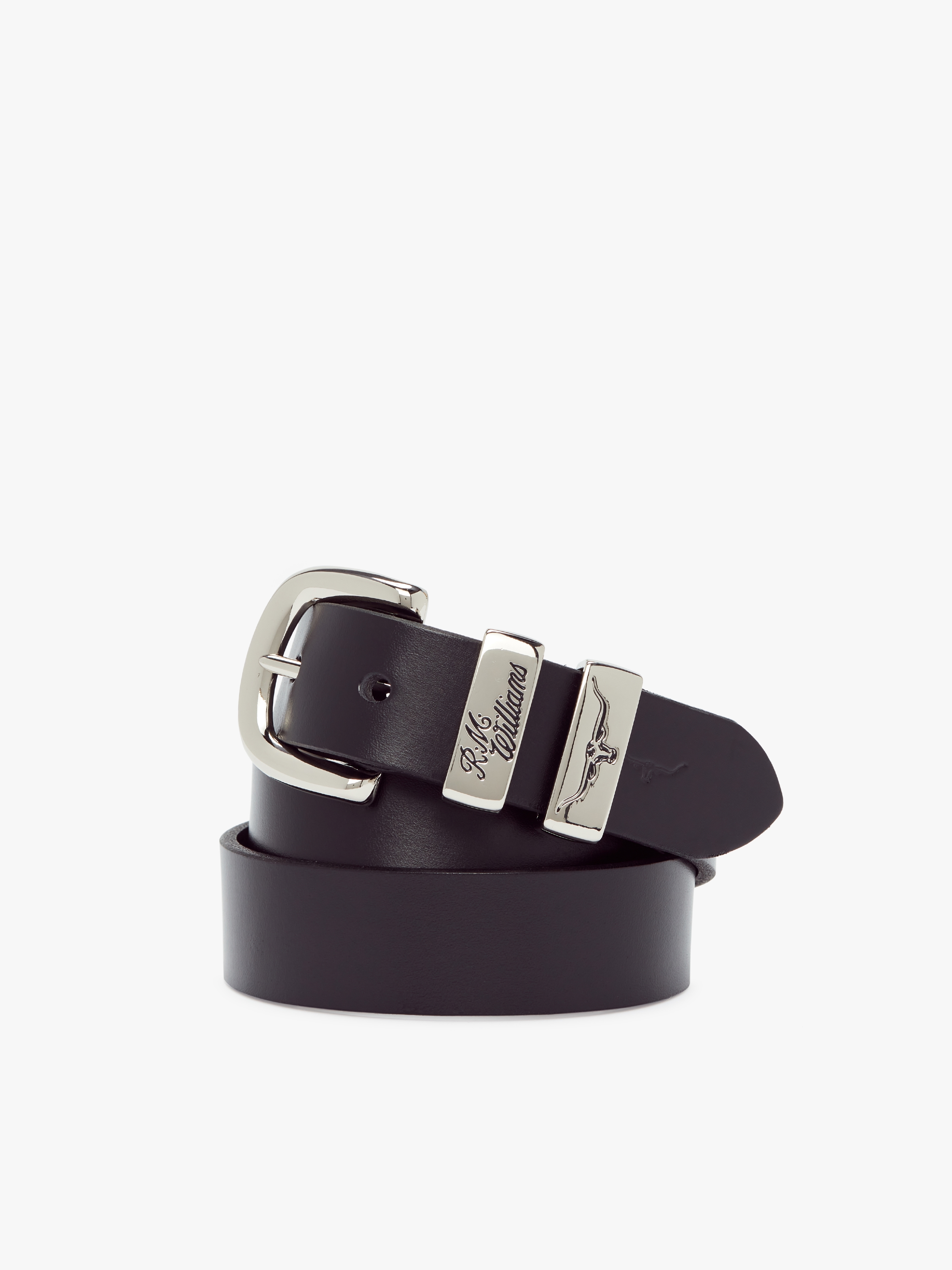 Black 1 1/4" 3 Piece Solid Hide Belt R.M.Williams Belts R.M